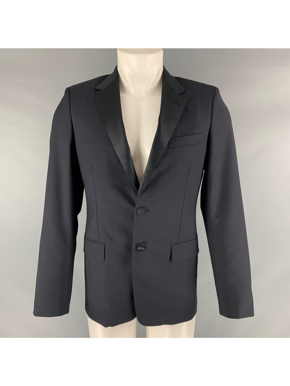 PRADA Size 38 Regular Navy Solid Wool Mohair Notch Lapel Sport Coat